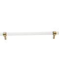 Brushed Brass And Clear Acrylic Cabinet Pulls, Modern T Bar Design, 11.2 Inch Total Length, 9 Inch Hole Center, 14mm Diameter Handle