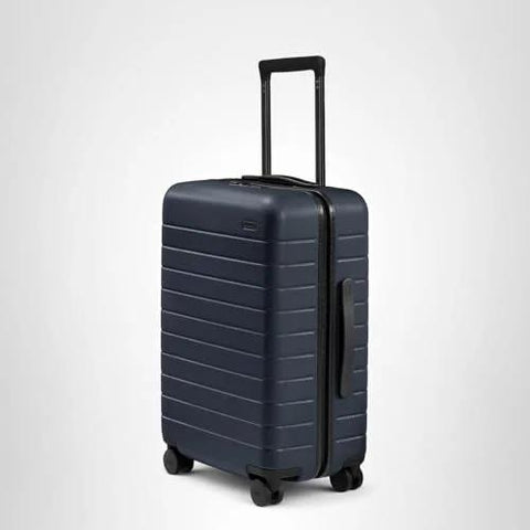 Bigger Carry On Luggage From Away, lightweight hardside large suitcase with spinner wheels, TSA lock, navy blue polycarbonate shell