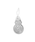 Close-up view of a gourd-shaped retractable threader from 40Pcs Aluminum Needle Threader Set, Handy Must Have Household Sewing Accessories.