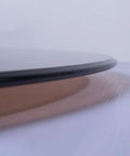 Side view of 24 Inch Tempered Glass Lazy Susan Turntable With Silent Bearings Heavy Duty Rotating Serving Tray For Dining Table 360 Degree Spin