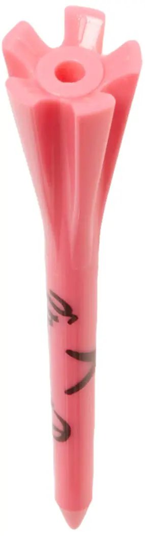 Pink 4-prong 2.75 inch pro grade plastic golf tee from pack of 30 neon mix for long distance and straight flights with durable ribs