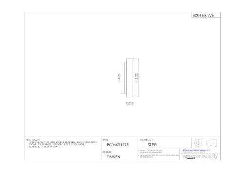 Technical drawing of Tapered Roller Bearing Single Cone With Straight Bore in steel, 3.250 inch inner diameter, side view.