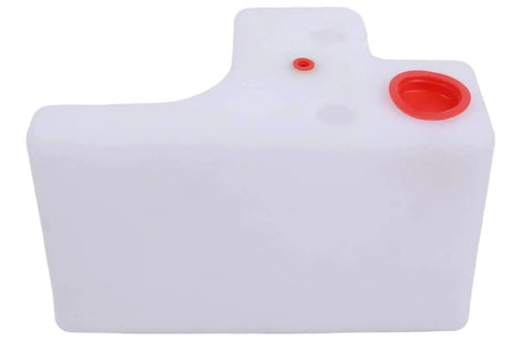 Drop-In Replacement Hydraulic Tank For Genie Boom Lifts GR-12 GR-15 GR-20 GRC-12 QS-12R QS-12W, white polyethylene tank with red cap.