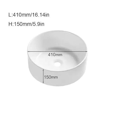 Nordic Vessel Sink - Round Bathroom Washbasin for Countertop, 410mm diameter, 150mm high, easy to clean, modern design.