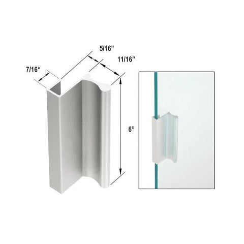 Six Inch Satin Anodized Aluminum Finger Pull With Seven Sixteenth Inch Lip For Sliding Glass And Panel Doors