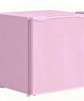Pink Countertop Mini Freezer 1.1 Cubic Feet Compact Upright, slim design with smooth finish for efficient storage.