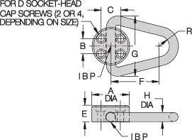 Technical diagram of Pivoting Hoist Ring 1-3/4 Inch Diameter, 2000 Lb Load Rating, Forged Base, Solid Ring, 180 Degree Pivot, Low Profile Design.