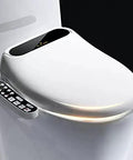 Smooth As Silk Electric Bidet Toilet Seat With Gentle Soft Close Cover and remote control buttons, compact and sleek design.