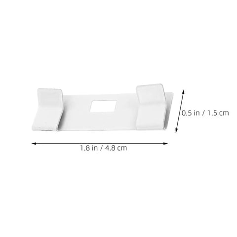 10 Pc Vertical Blind Repair Tabs Heavy Duty Metal Vane Savers Universal Fit, white metal clip dimensions 1.8 in by 0.5 in.