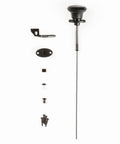 Spring Loaded Gate Latch Cable Pull For Outdoor Fence Gates With WeatherGuard Rust Resistant Finish Black small parts spread out