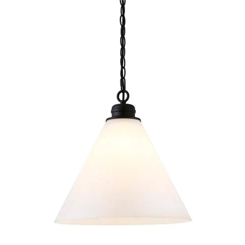 Wide 15.88 Inch Pendant Light With Glass Shade In Blackened Bronze And White Milk Finish Modern Entryway And Kitchen Fixture Sleek Metal Base