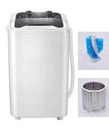 Portable Automatic Shoes Washer And Compact Laundry Cleaner With Built In Spin Dry, Hella Smooth Multi Function Machine For Sneakers And Casual Threads, No Sweat Setup Makes Keeping Your Gear Fresh Totally A Breeze. White laundry machine with control knobs and washing accessories.
