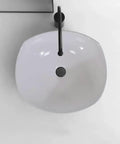 USZWBY Vessel Sinks Bathroom Vessel Sink Modern Simple Creative White Art Counter Basin Hotel Apartment Ceramic Wash Bathroom Bowl Sink top view with modern black faucet