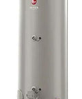 Heavy Duty 100 Gallon Propane Water Heater With 199000 BTU High Efficiency Insulated Steel Tank, tall grey unit with connections.