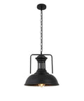 Round Black Vintage Ceiling Lamp With E27 Pendant Chandelier, Wrought Iron Lampshade, Retro Industrial Lighting For Kitchen Island And Restaurant
