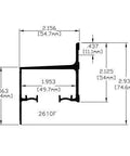 Technical diagram of 1 Door Wall Mount Sliding Barn Door Hardware Kit With Nylon Hangers, showing dimensions in inches.