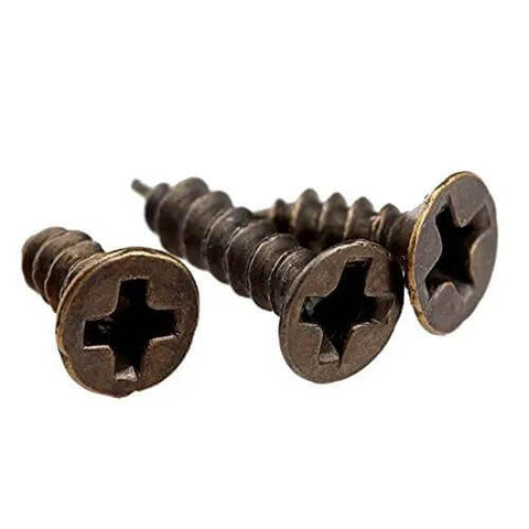 Set of antique bronze screws for Antique Bronze Iron Hinge Set 36x23mm 10 Pieces Vintage Flower Pattern Decorative Hardware