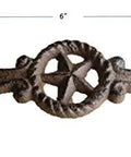 Set Of 10 Cast Iron Drawer Pulls In Dark Rustic Brown Finish With Black Three Quarter Inch Mounting Screws Included, Each About Six Inches Long And One And A Half Inches Wide