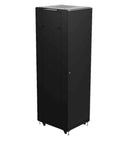 Tough As Nails 42U Network Cabinet 19 Inch AV Server Rack in black, showcasing lockable door and smooth rolling casters.