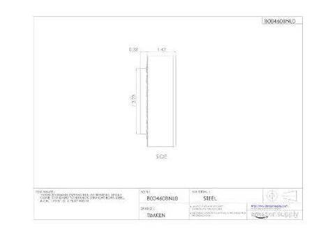 Technical drawing of Single Inner Cone Tapered Roller Bearing Built For Tough Radial And Axial Loads, Compatible With Outer Cups Sold Separately, HH506348.