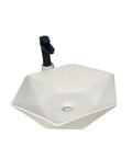 USZWBY Vessel Sinks Hexagonal Art Basin Sink Ceramic Wash Table Hotel Bathroom Single Bathroom Bowl Sink with modern faucet