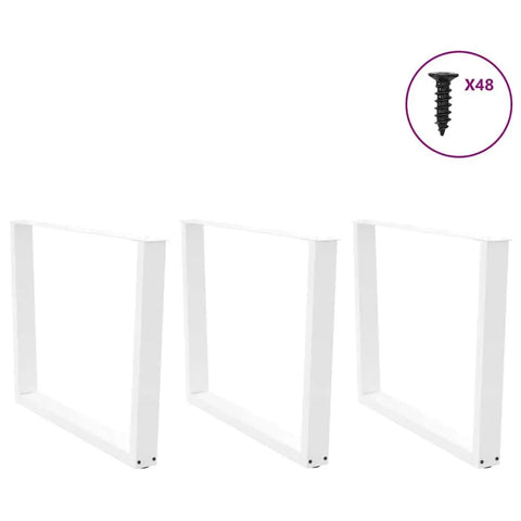 Set Of 3 Adjustable Dining Table Legs In Powder Coated Steel For Built To Last Durable Modern Support In Home And Office Tables Height Adjustable From 72 To 73.3 Cm And 100 Cm Long Heavy Duty Stability With Easy Installation shown with screws