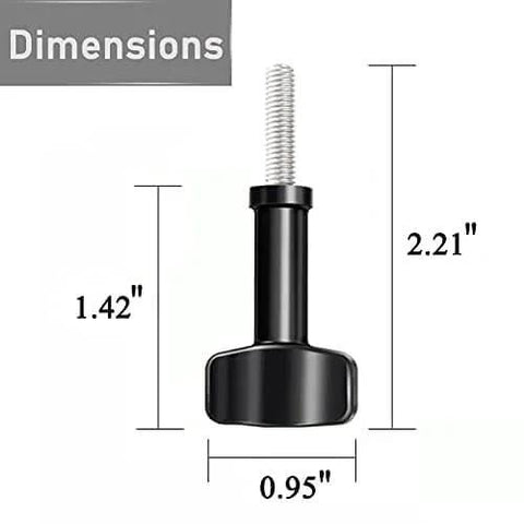 Front view of 316 Stainless Steel Thumbscrew for GoPro Hero 5 through 11 and Insta360 One R X3 X2 with dimensions labeled
