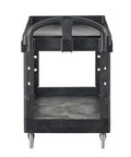 Two Shelf Foam Utility Cart With Lipped Shelves And Ergonomic Handle Black 500 Lb Capacity Durable Rolling Cart Front View