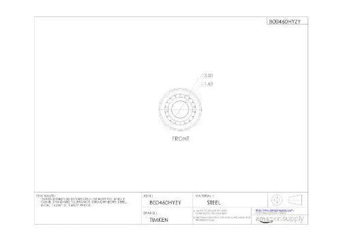 Technical drawing of Single Cone Tapered Roller Bearing Cone HM807035 built for radial and axial load, showing front view dimensions.
