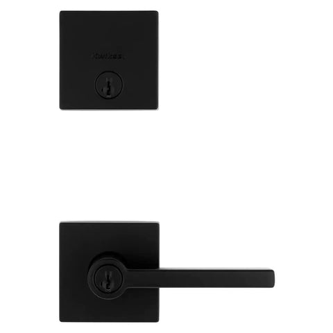 Halifax Keyed Entry Lever And Deadbolt Combo Pack With SmartKey Security Microban And Matte Black Finish For Exterior Doors Rekeyable