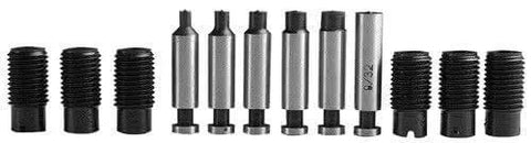 Hand Powered Hole Punch Tool Kit For Steel Sheet Metal With 1 1/2 Inch Throat includes die set, showing 3/32, 1/8, 5/32 inch dies.