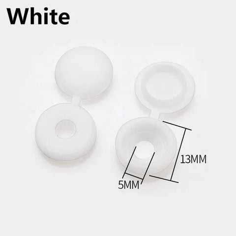 White 200 Pack Plastic Hinged Screw Cover Caps for M3 M4 M5 5mm Screw Heads