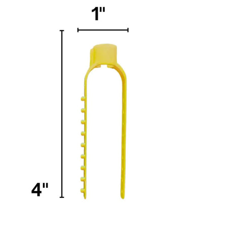 Side view of yellow 4" x 1" Three Pack Universal Cord Clamp Extension Cord Safety Connector Cover And Outdoor Cord Holder.