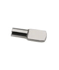 Heavy Duty Adjustable Cabinet Shelf Support Pins Removable Metal Pegs in Iron Nickel Color, close-up of a single peg
