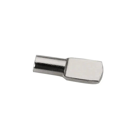 Heavy Duty Adjustable Cabinet Shelf Support Pins Removable Metal Pegs in Iron Nickel Color, close-up of a single peg