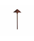 Cast Aluminum Path Light with Hammered Roof in Textured Tannery Bronze, 12V Landscape Fixture for wet outdoor locations, full view.