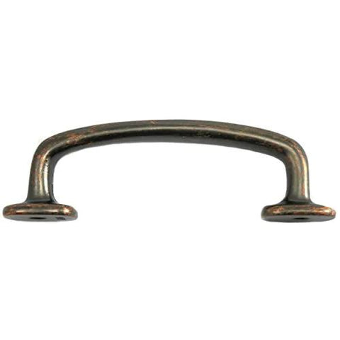 Riverstone 3 Inch Cabinet Pull in Antique Copper Durable Solid Metal Handle with Classic Distressed Finish front view