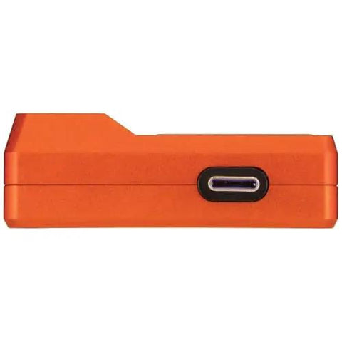 Side view of orange Thermal Imager For Android Devices With 10,800 Pixels, Three Color Palettes, USB-C port visible