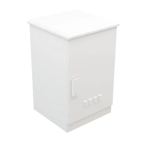 Drop In Ready Outdoor Network Cabinet Floor Mount 18U Server Rack Enclosure with Smart Fan Cooling and Weatherproof IP66 Shell.
