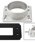 Universal CNC Aluminum MAF Sensor Adapter Plate For Cold Air Intake With 3.0 Inch Inlet, shown uninstalled with dimensions
