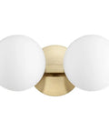 Contemporary Modern Two Light Vanity In Aged Brass Polished Cast Finish Damp Rated Bathroom Vanity Light 6 Inch High By 14 Inch Wide Dope Sleek Home Decor Fixture, front view