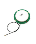 UAV GNSS Antenna For Drones M9N Four Star Single Frequency GPS Receiver Pro Grade, 4520F Series IPEX, green white, top view.