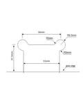 Diagram of Heavy Duty 90 Degree Stainless Steel Glass Shower Door Hinges With Brushed Finish dimensions and specifications.
