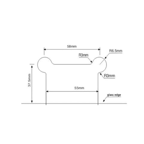 Diagram of Heavy Duty 90 Degree Stainless Steel Glass Shower Door Hinges With Brushed Finish dimensions and specifications.