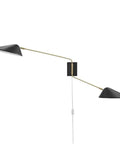 2 Light Swing Arm Wall Sconce That Can Plug In Or Be Hardwired E26 Base 40W Max Per Bulb LED Compatible Clear Power Cord