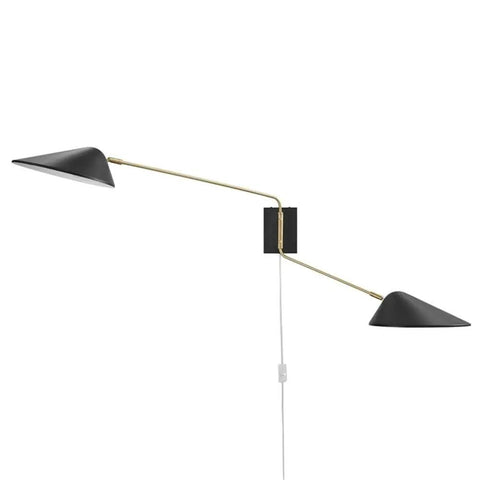 2 Light Swing Arm Wall Sconce That Can Plug In Or Be Hardwired E26 Base 40W Max Per Bulb LED Compatible Clear Power Cord