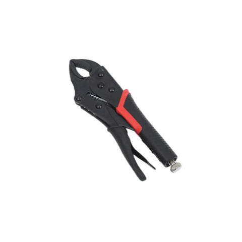 Beefy 7 Inch Locking Pliers With Adjustable Tail Knob And TPR Comfort Grip, Round Jaw Clamp For Pipe Welding And Home Workshop Use, Black Finish.