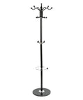 Straight Up Heavy Duty Four Tier Floor Standing Coat Rack With Ten Sturdy Metal Hooks For Bedroom Hallway Wardrobe Closet Organizer Keep Your Gear Dang Tidy Today, black metal design with marble base.