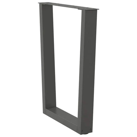 Adjustable Dining Table Legs Set Of 3 In Sturdy Steel with levelers in anthracite, V shaped for tables and benches, side view.