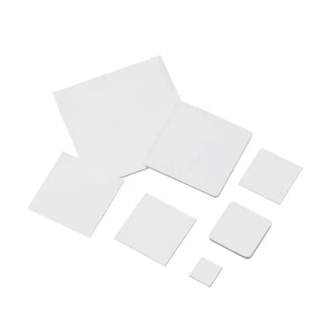 Various sizes of boron nitride ceramic plates shown, highlighting the Boron Nitride Ceramic Plate 100x100mm for Electronics.